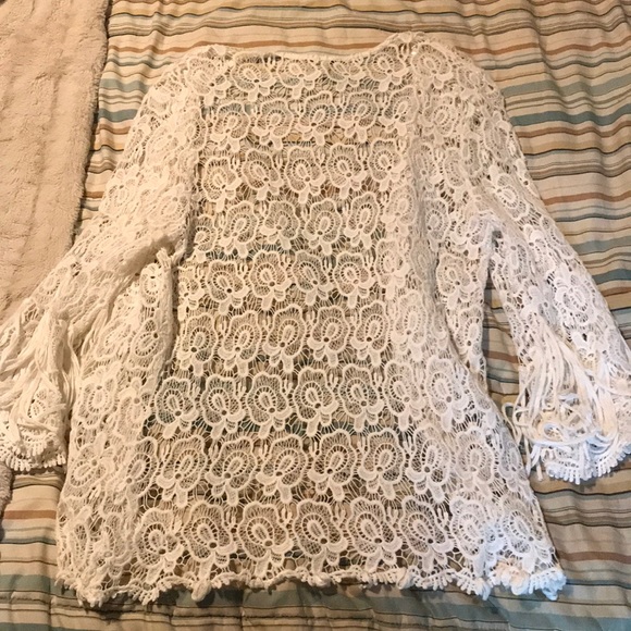 Gimmicks bke crochet floral fringe arms white Sz M - Picture 9 of 10